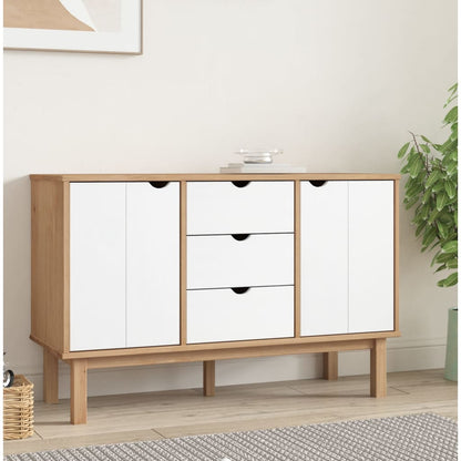 Aparador Otta Madera Maciza Pino Marrón Y Blanco 113,5x43x73 Cm_0