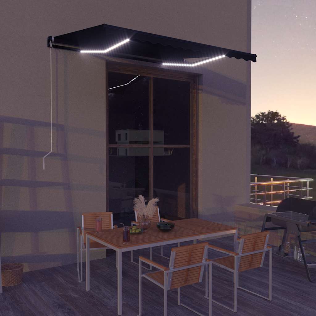Toldo Retráctil Manual Con Led Gris Antracita 350x250 Cm_1