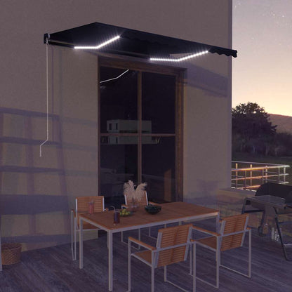 Toldo Retráctil Manual Con Led Gris Antracita 350x250 Cm_1