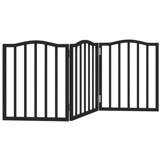 Vidaxl Puerta Para Perros Plegable 3 Paneles Madera Álamo Negra 150 Cm_0