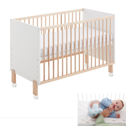 Cuna 120x60 Umami Colecho Para Unirla A La Cama Con Seguridad, Ruedas Incluidas. Con Normativa Europea Y Pintura Al Agua_0