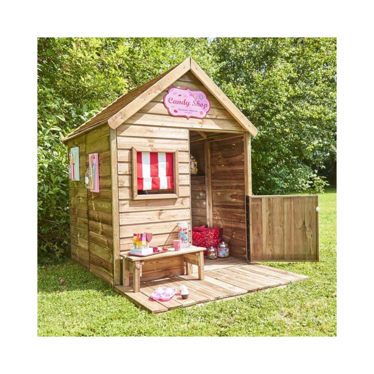 Casita infantil de madera con banco Heidi Soulet
