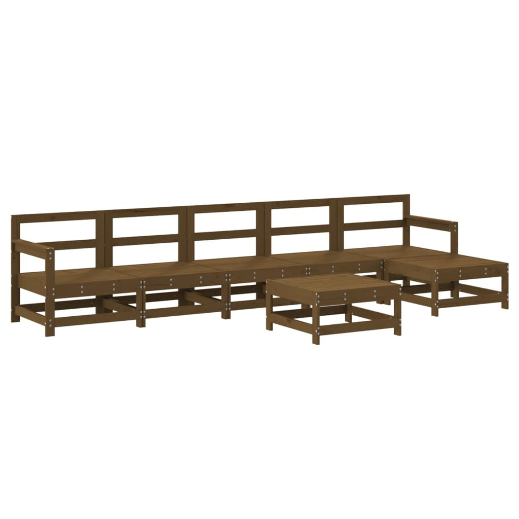 Vidaxl Juego De Muebles Jardín 7 Pzas Madera Maciza Pino Marrón Miel_0