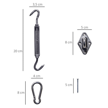 Outsunny Kit De Montaje Para Toldo Vela Fijación Accesorios Cuerda Gancho Acero_2