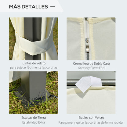 Outsunny Carpa De Jardín 4x3 M Doble Techo 6 Cortinas Laterales Con Luz Led_5
