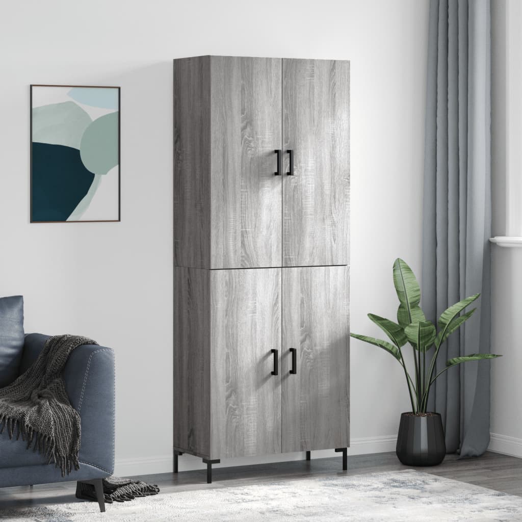 Aparador Alto Madera Contrachapada Gris Sonoma 69,5x34x180 Cm_0