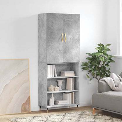 Aparador Alto Madera Contrachapada Gris Hormigón 69,5x34x180 Cm_0
