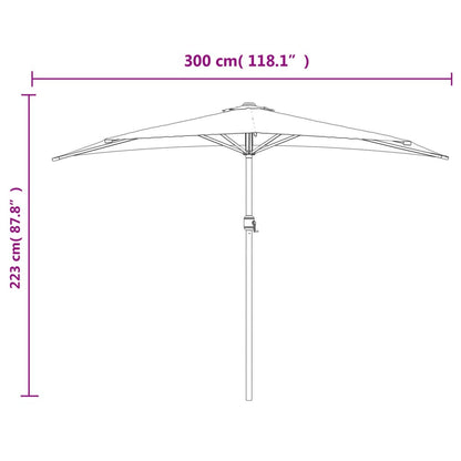 Vidaxl Sombrilla Balcón Semicircular Aluminio Terracota 300x155x223 Cm_2