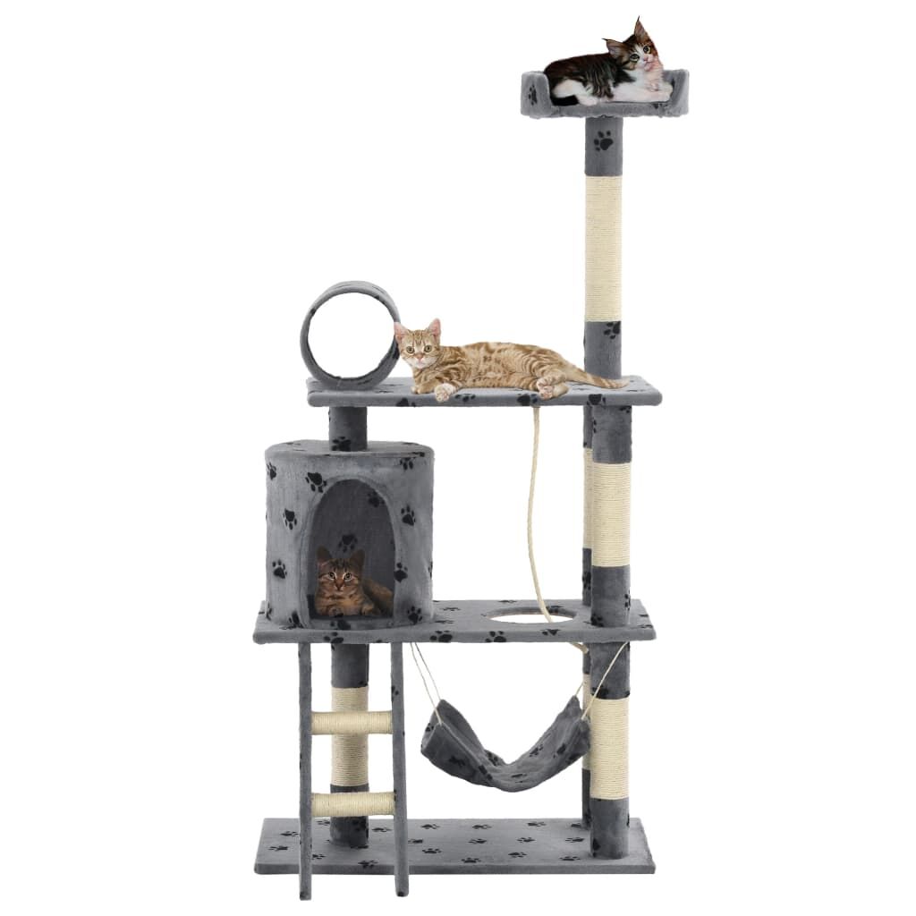Vidaxl Rascador Para Gatos Con Poste De Sisal 140 Cm Huellas Gris_1