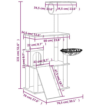 Vidaxl Rascador Para Gatos Con Postes De Sisal Gris Claro 131 Cm_2