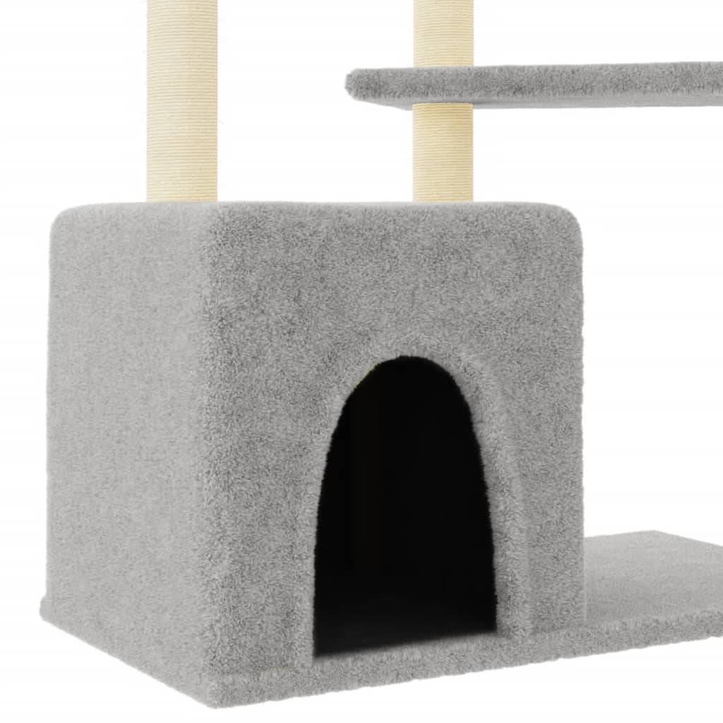Rascador Para Gatos Con Postes De Sisal Gris Claro 107,5 Cm_5