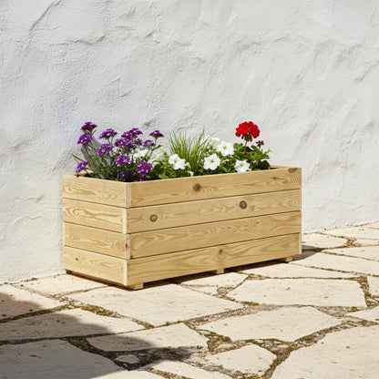 Jardinera Rectangular De Madera Tratada 110x45x40 Cm Ghio Hortalia_1