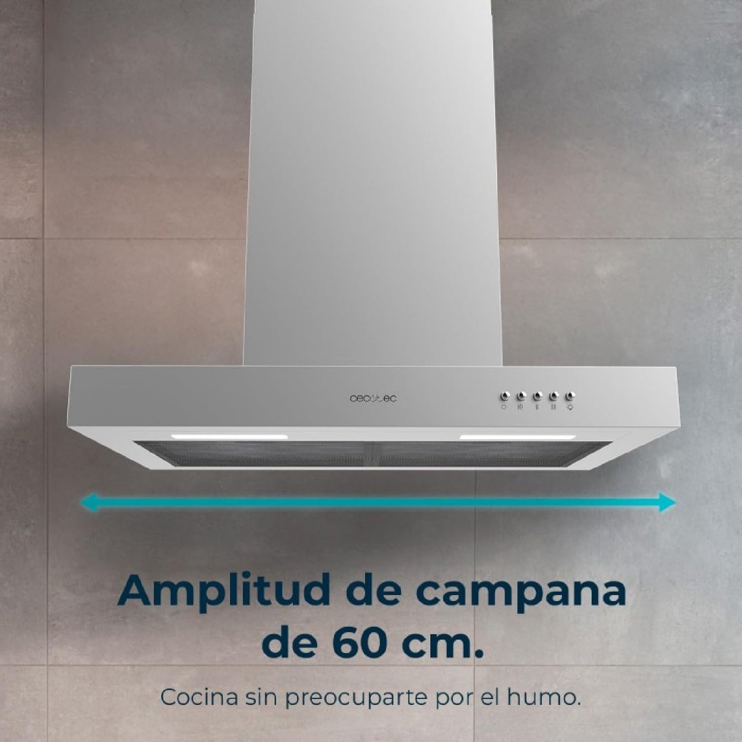 Campana Extractora 60 Cm Bolero Flux Tm 606500 Inox A. Motor 165w, Decorativa Con Acabado Inox, Succión 650m3/h, Control Mecánico, 3 Niveles De Pote_3