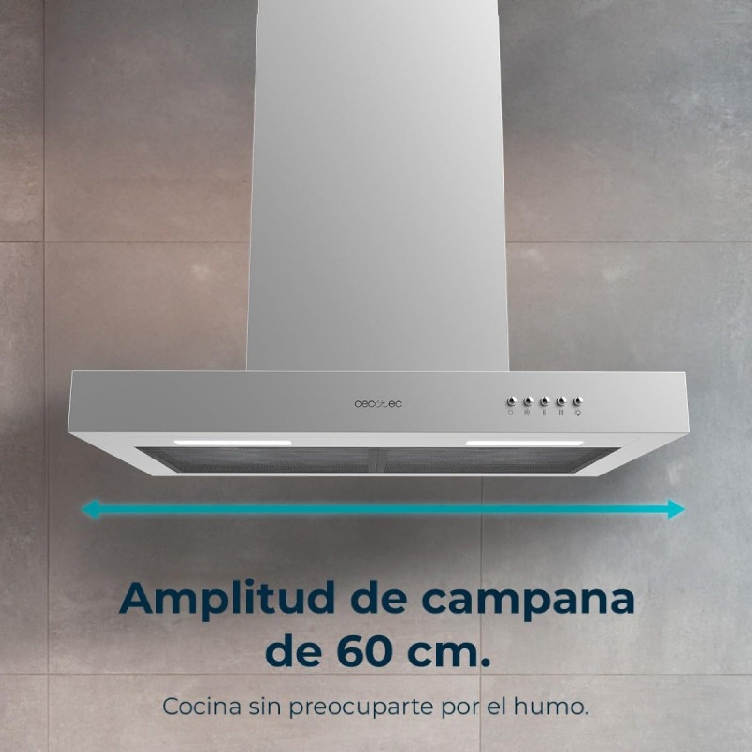 Campana Extractora 60 Cm Bolero Flux Tm 606500 Inox A. Motor 165w, Decorativa Con Acabado Inox, Succión 650m3/h, Control Mecánico, 3 Niveles De Pote_3