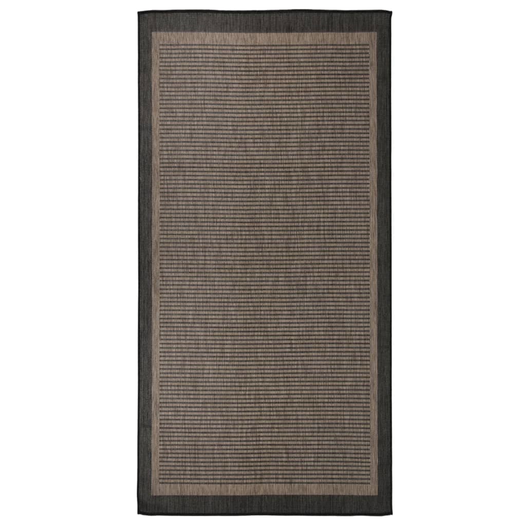Alfombra De Exterior De Tejido Plano Marrón Oscuro 100x200 Cm_1
