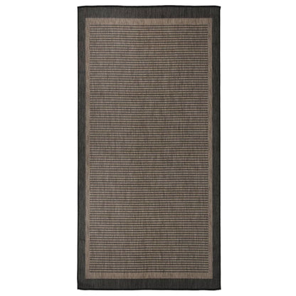 Alfombra De Exterior De Tejido Plano Marrón Oscuro 100x200 Cm_1