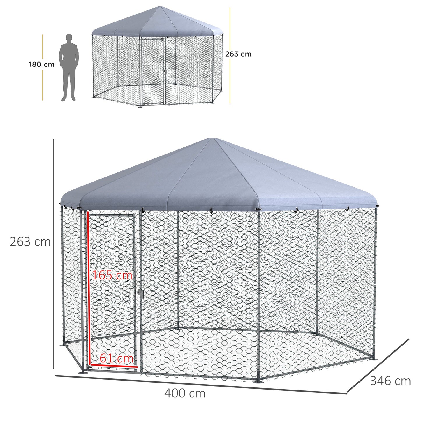 Pawhut Gallinero Para Exterior Grande De Acero 400x346x263 Cm Plata_2