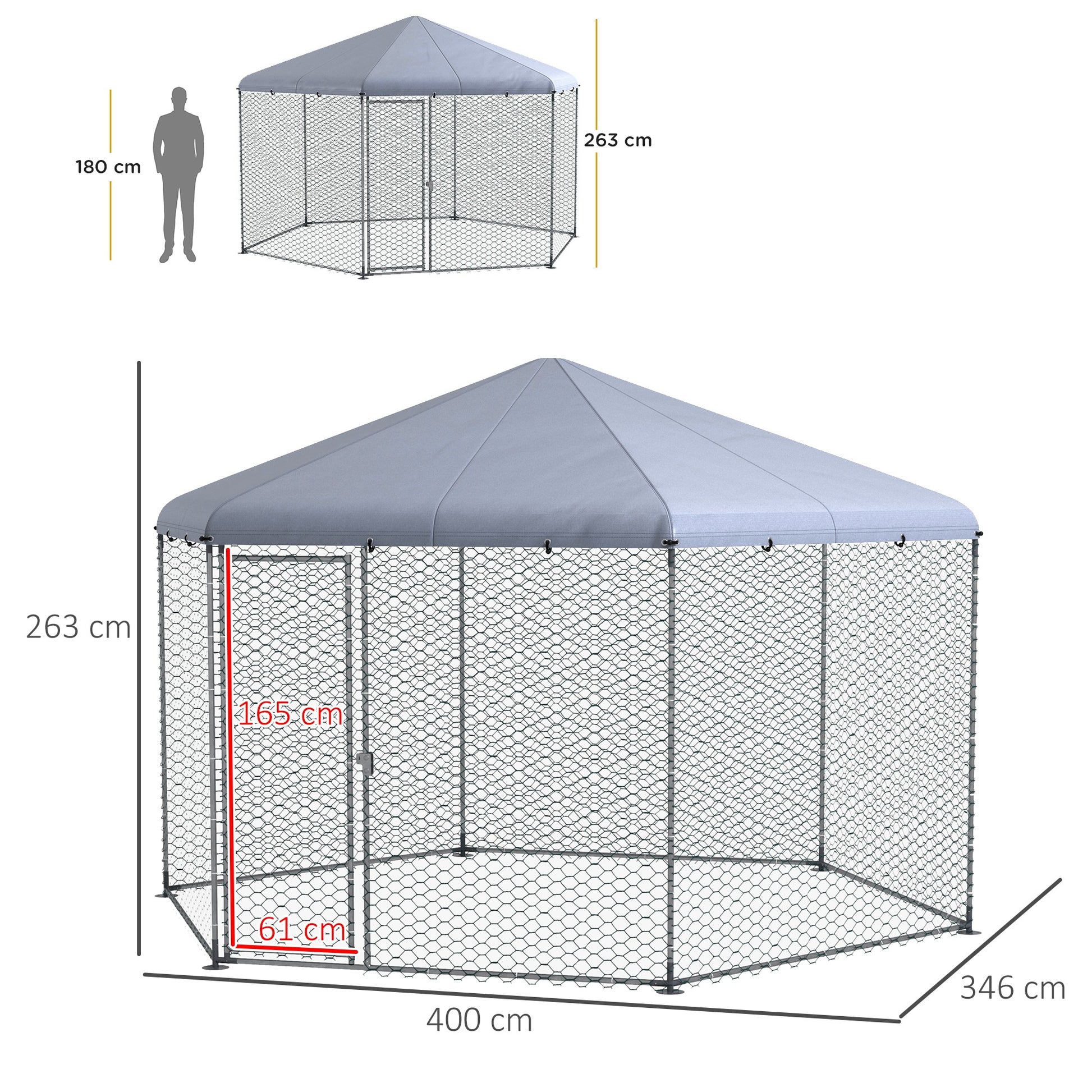 Pawhut Gallinero Para Exterior Grande De Acero 400x346x263 Cm Plata_2