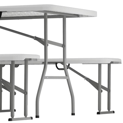 Outsunny Conjunto De Camping Plegable 3 Piezas Mesa Plegable Camping Con Bancos_4