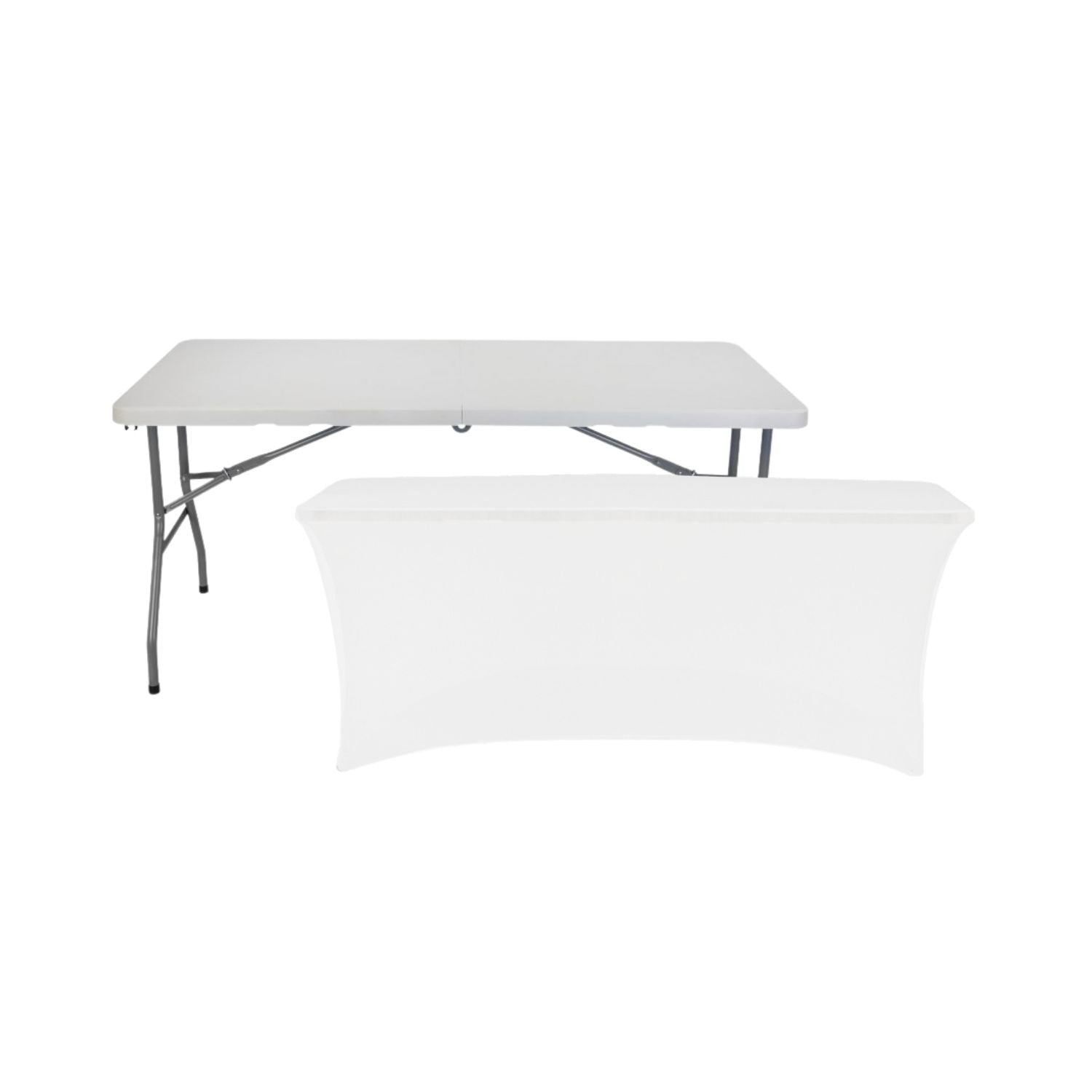 Mesa Plegable 150cm Blanca + Funda Catering 7house_0