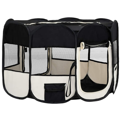 Parque De Perros Plegable Y Bolsa Transporte Negro 125x125x61cm_2