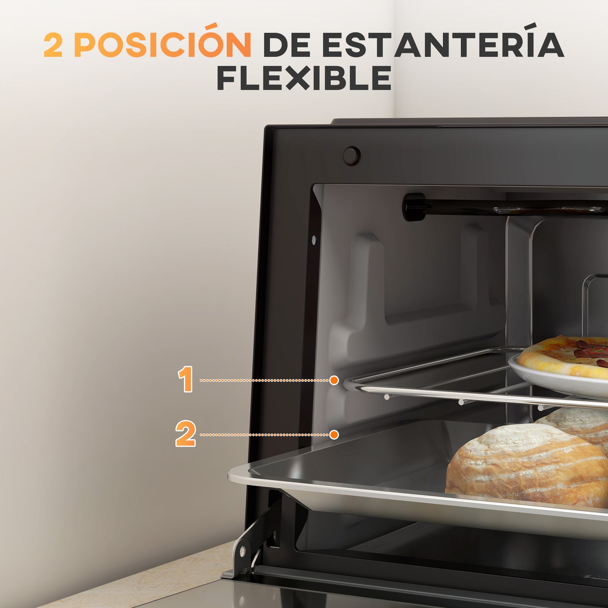 Homcom Mini Horno Eléctrico 9l 50w Con Temperatura Ajustable Temporizador Negro_4