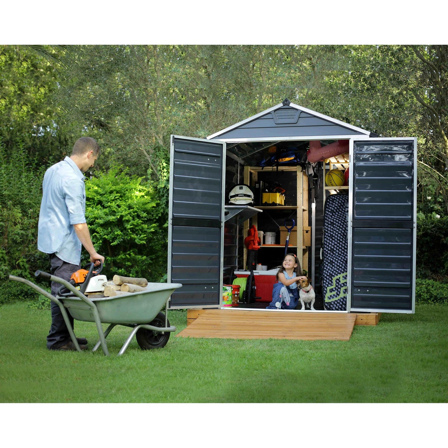 Cobertizo de jardín Skylight 229x185x217 cm gris oscuro