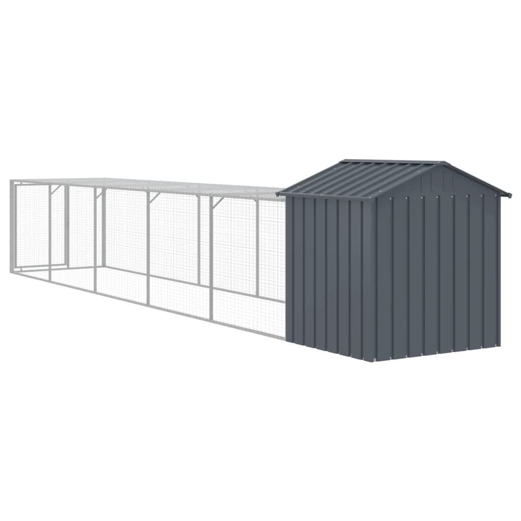 Vidaxl Gallinero Con Corral Acero Galvanizado Gris 117x609x123 Cm_4