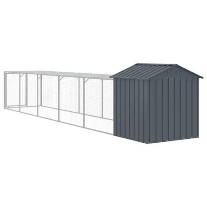 Vidaxl Gallinero Con Corral Acero Galvanizado Gris 117x609x123 Cm_4