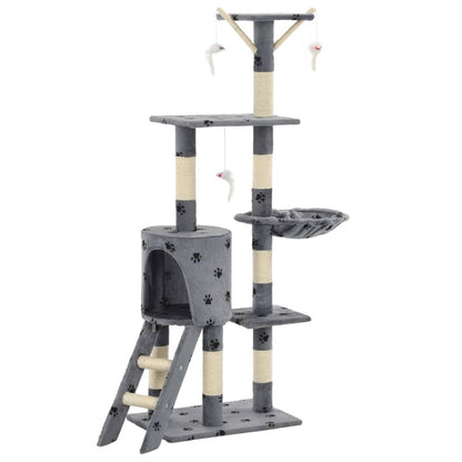 Vidaxl Rascador Para Gatos Con Poste De Sisal 138 Cm Huellas Gris_0