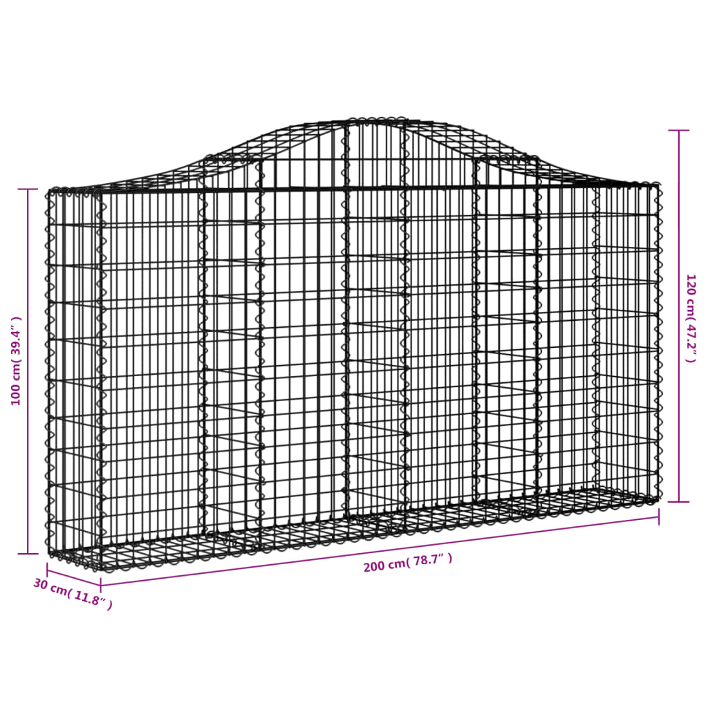 Cestas De Gaviones 4 Uds Forma De Arco Hierro 200x30x100/120 Cm_5