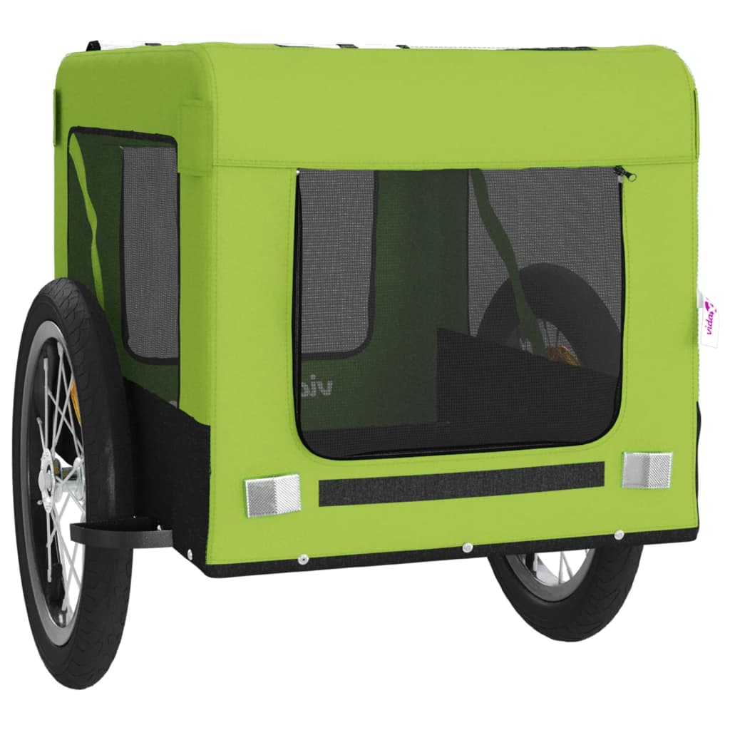 Remolque De Bicicleta Mascotas Hierro Tela Oxford Verde Negro_5