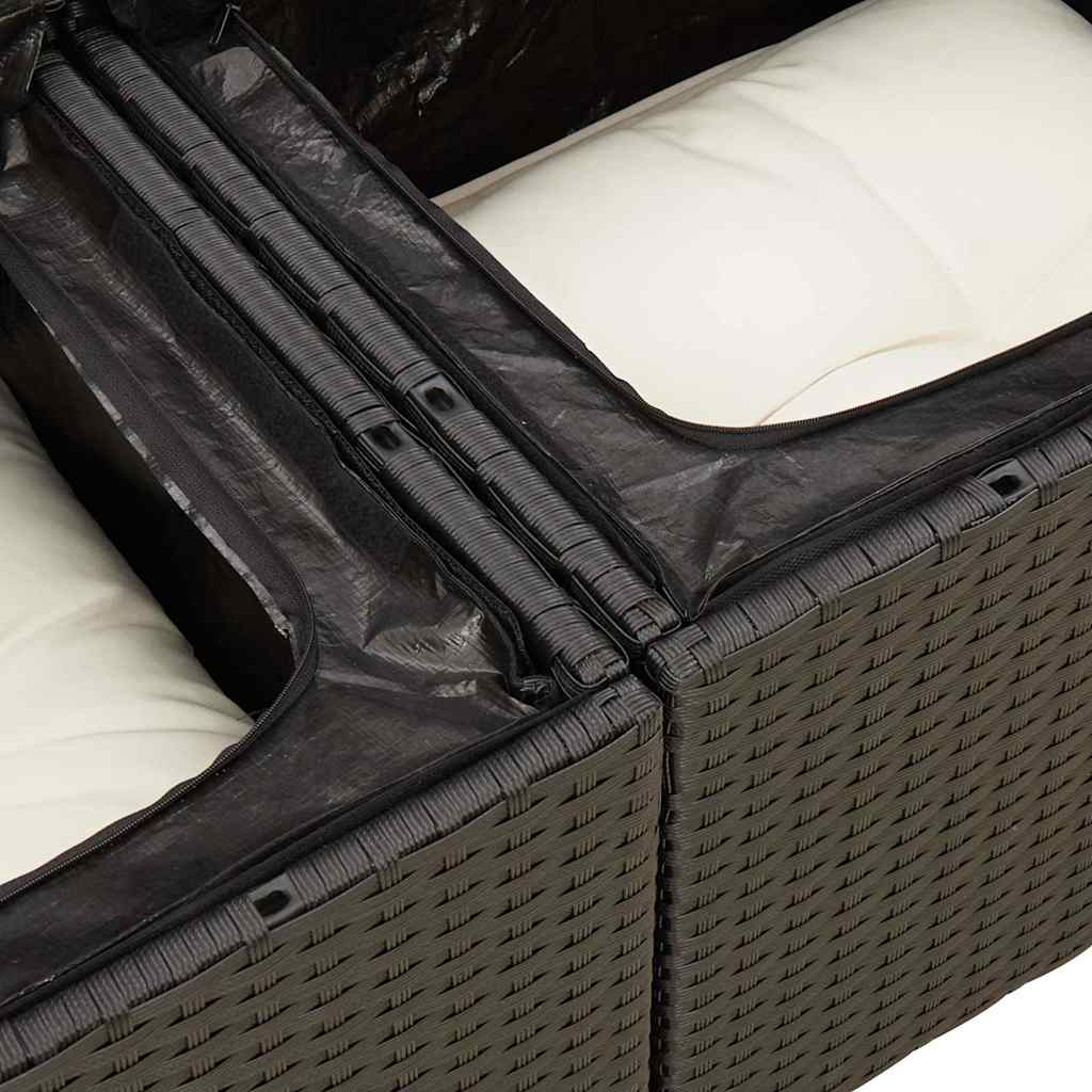 Set De Muebles De Jardín 5 Pzas Y Cojines Ratán Sintético Negro / Vetonek_3