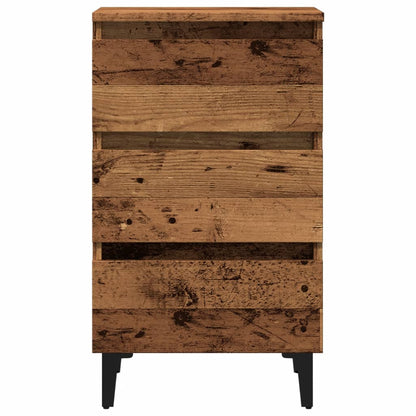 Mesita De Noche Con Patas De Metal Madera Envejecida 40x35x69cm_2