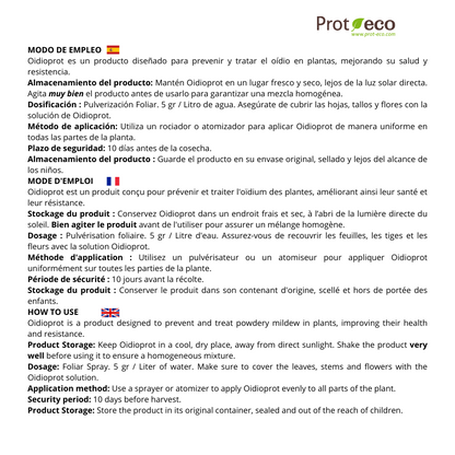 Oidioprot Tratamiento Natural Oídio En Plantas, Huertos Y Jardines Prot-eco 100 g