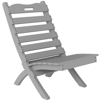 Outsunny Silla De Jardín De Madera Con Diseño Listones Y Respaldo Inclinado Gris_0