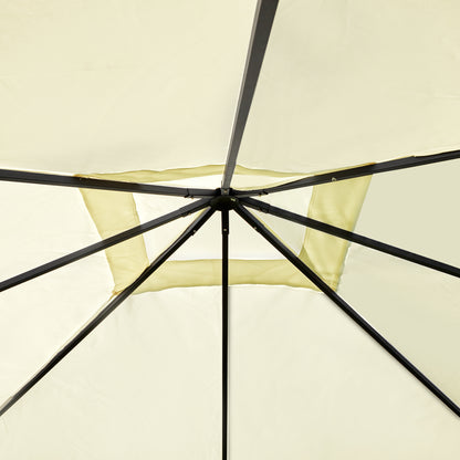 Cenador De Jardín Outsunny Acero, Poliéster Crema 297x297x260 Cm_4