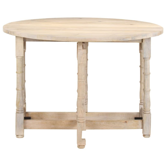 Mesa De Comedor Redonda De Madera Maciza De Mango 110x76 Cm_0