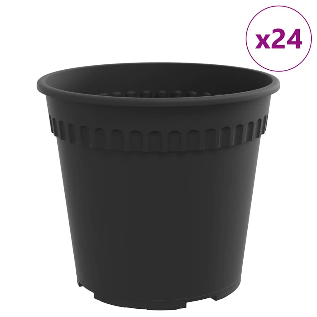 Maceta Redonda Para Flores 24 Uds. Negro Ø 19 X 16 Cm Plástico_0