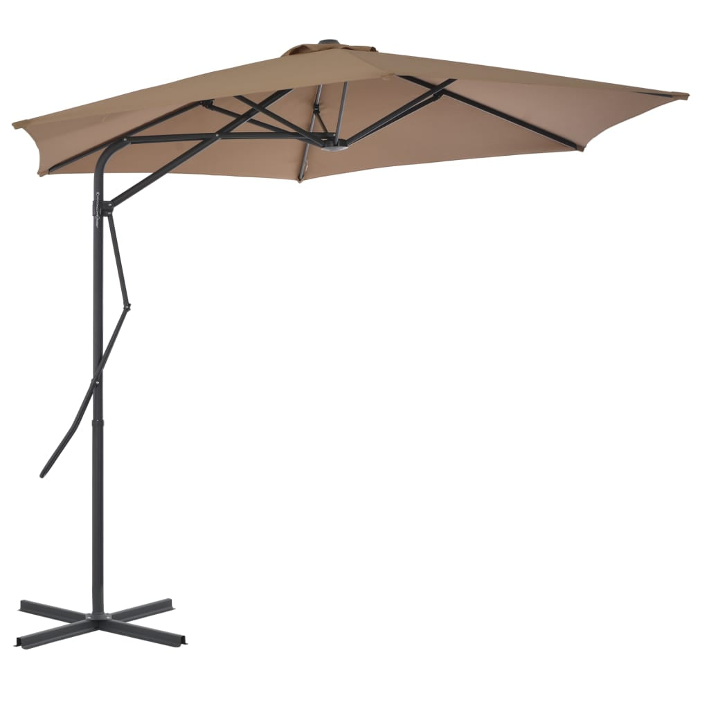Vidaxl Sombrilla De Jardín Con Palo De Acero Taupe 300 Cm_1