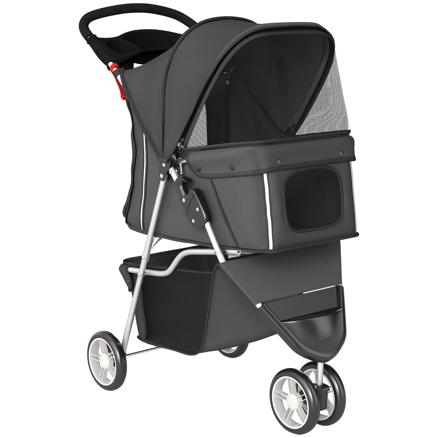 Pawhut Cochecito Para Perros Plegable Con Cesta De Almacenaje 77x44x102 Cm Gris_0