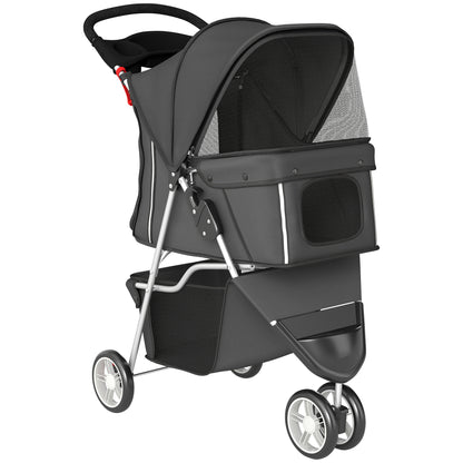 Pawhut Cochecito Para Perros Plegable Con Cesta De Almacenaje 77x44x102 Cm Gris_0