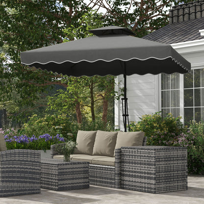 Outsunny Sombrilla Terraza Exterior De 2,5 M Con Manivela Techo Doble Gris_1