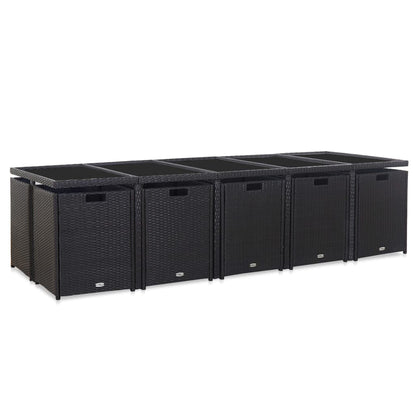 Vidaxl Set Comedor De Jardín 15 Piezas Y Cojines Ratán Sintético Negro_1