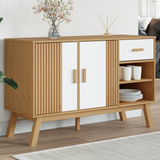 Aparador Olden Madera Maciza Pino Blanco Y Marrón 114x43x73,5cm / Vetonek_0
