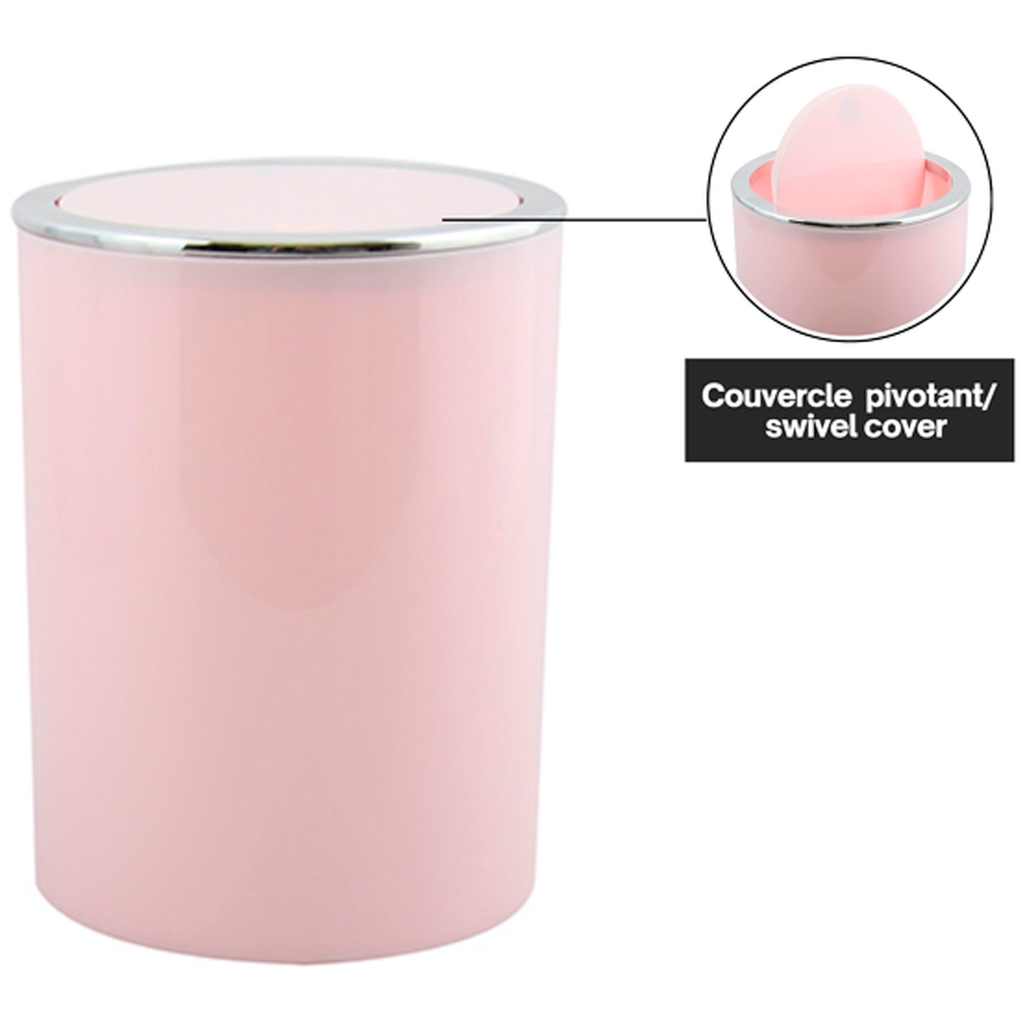 Papelera De Oficina Msv aspen 6l De Plastico En Color Rosa_1