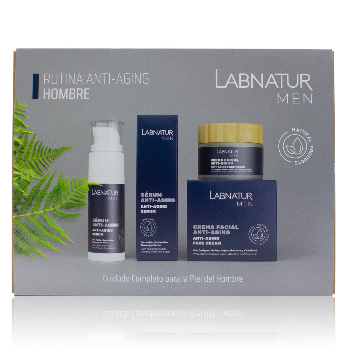 Pack Anti-Aging Hombre Labnatur Men | Sérum 30 ml y Crema Facial 50 ml | Ácido Hialurónico y Colágeno Marino_0