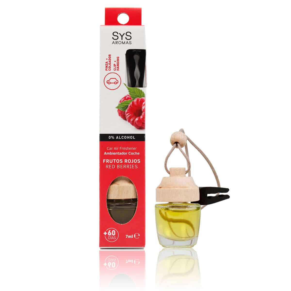 Ambientador Coche Frutos Rojos con Pinza SYS Aromas 7 ml | Aroma Afrutado y Dulce | Jugoso y Vibrante_0