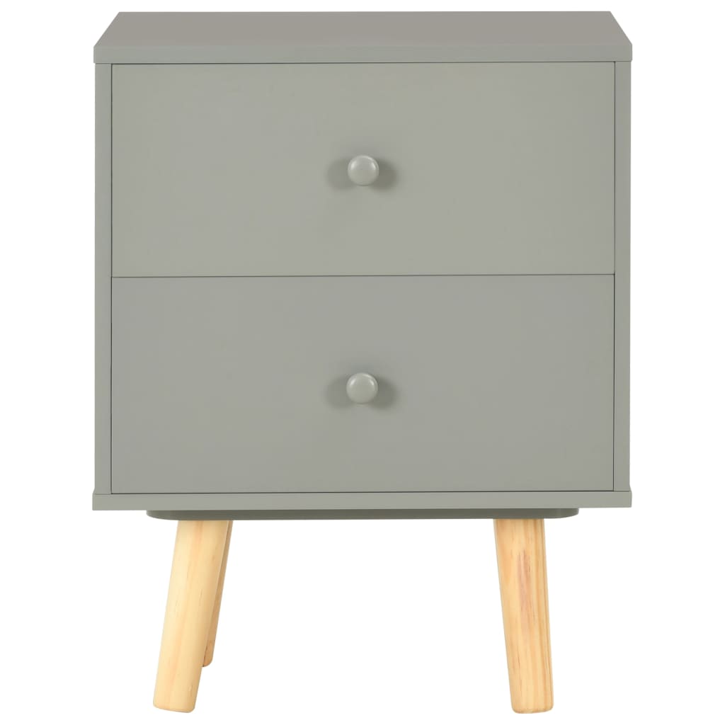 Mesitas De Noche 2 Unidades Madera Maciza Pino Gris 40x30x50 Cm_4