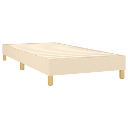 Cama Box Spring Con Colchón Y Led Tela Crema 80x200 Cm / Vetonek_4